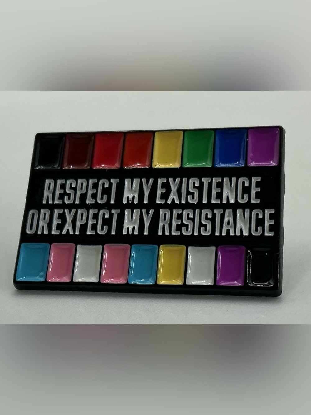 LGBTQ RAINBOW PRIDE UNISEX RESPECT MY EXISTANCE FLAIR ENAMEL PIN